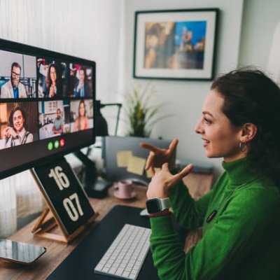 Business meeting on video call during COVID-19 lockdown