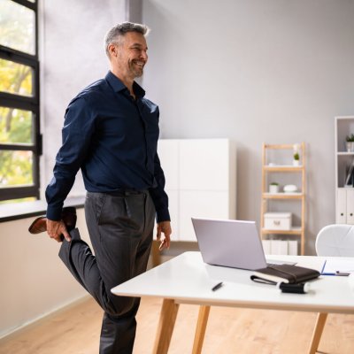 Standing Office Yoga Workout And Workout Near Business Computer